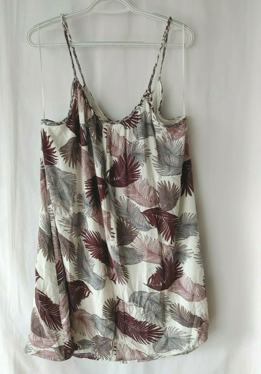 Papermoon Spaghetti Strap Dress / Tunic Leaf Print Cream Papermoon Spaghetti Strap Dress / Tunic Leaf Print Cream