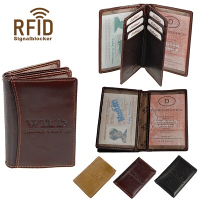 Wild Ausweisetui Leder Ausweismappe Ausweishülle RFID Save Dokumentenhülle 5521
