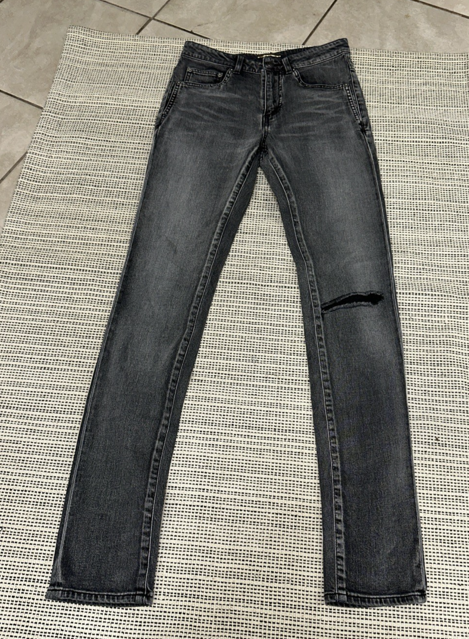 JEANS SAINT LAURENT PARIS D05 W SK MW GRIGIO ELASTICIZZATO DEMIN SKINNY GAMBA TG 25x32