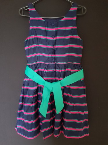 Ralph Lauren Aline Dress 16 15-16 Years Navy Pink Green Stripe BNWOT - Picture 2 of 5
