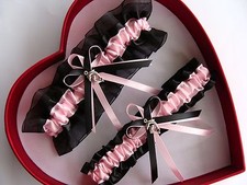 NEW Beautiful Light Pink Black Wedding Garter Prom Dolphin GetTheGoodStuff A 