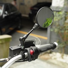 2PCS 10mm Universal Round Motorcycle / Bike Rearview Side Mirrors W/ Adapter UK
