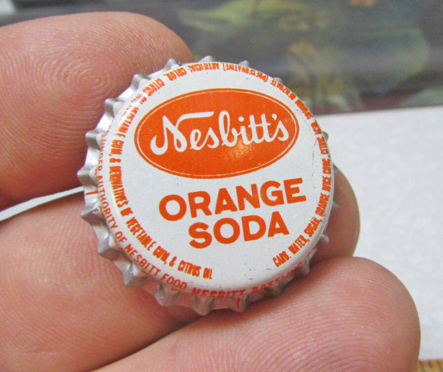 vintage 1960s Nesbitts Orange soda cork lined soda pop bottle cap