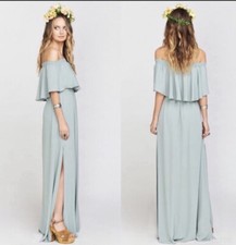 Show Me Your MuMu Hacienda Maxi Dress Size M NWT Silver Sage Crisp Off Shoulder