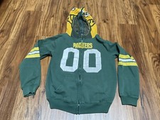 Green Bay Packers Hoodie Helmet Hood Green Embroidered NFL Youth 10 12