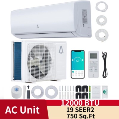    12000 BTU Ductless Inverter Mini Split Air Conditioner AC Work 19 SEER2 22