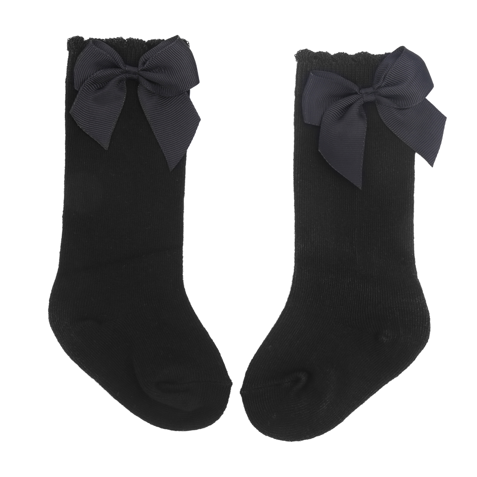 (Black) Baby Girls Knee High Socks Bright Color Bow Long Stockings eBay