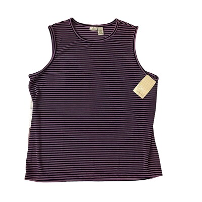 Linden Hill XL Black And Purple Striped tunic tank top NWT