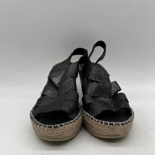 Andre Assous Women's Black Open Toe Wedge Heel Espadrille Sandals Size 7.5 - Picture 3 of 6