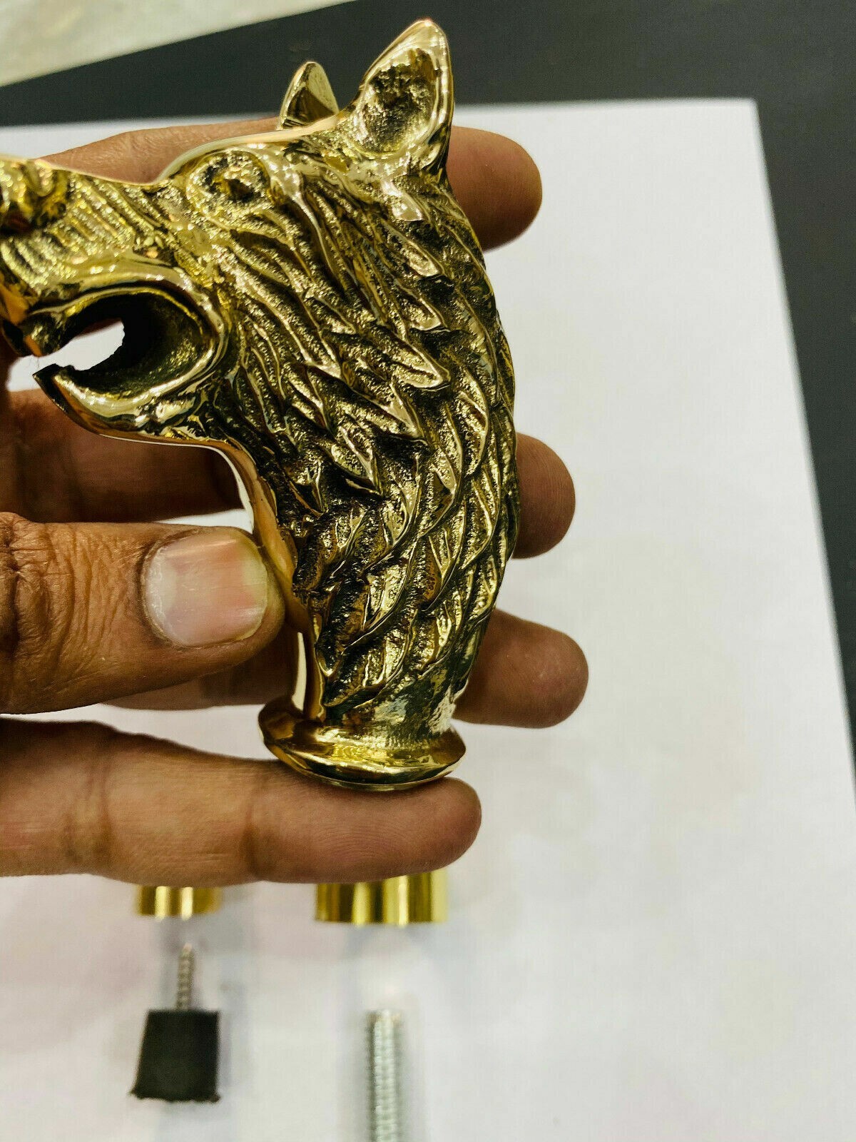 Victorian Style Solid Brass Lion Design Only Hand… - image 3