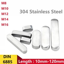 M8 M10 to M16 Parallel Keys Round Ends Drive Shaft A2 Stainless Steel DIN 6885