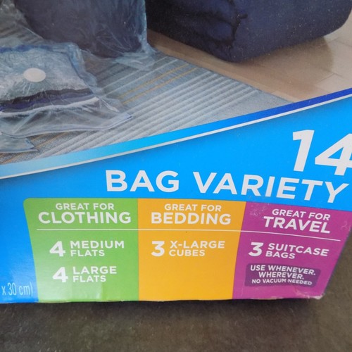 NEW Ziploc Vacuum Seal Space Bag Variety Pack of 14 (Sizes: M, L, XL, Suitcase) - Picture 2 of 12