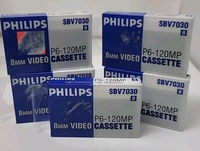 Philips 8mm P6-120MP Video Cassette For Camcorder Lot Of 5