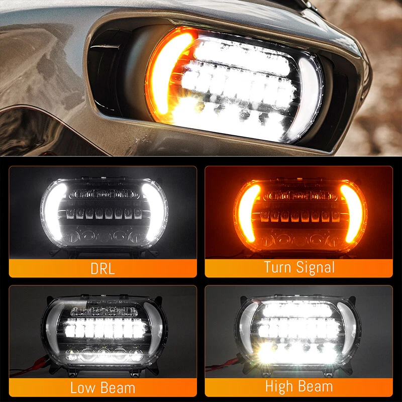 Fit For Harley Road Glide FLTR FLTRX FLTRU 2015-2023 LED DRL Headlight Projector - Image 2 of 4