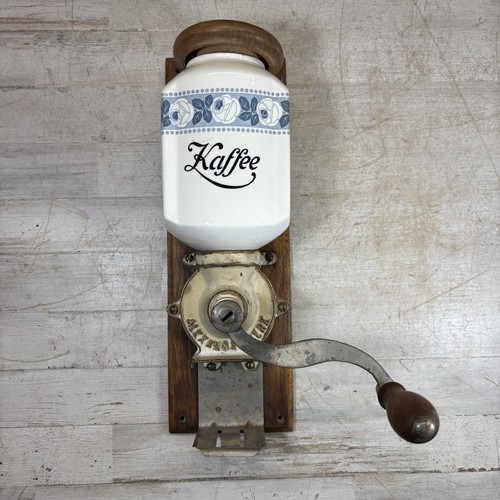 Alexanderwerk Vintage Wall Coffee Grinder KAFFEE Porcelain Wood Crank