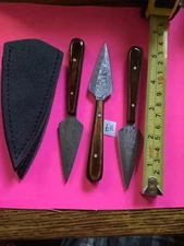 Junk Drawer 3 Boot Dagger Knives Hunting Skinning & Fishing Knife Set W/Sheath