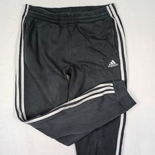 Adidas Boys XL 18/20 Black 3-Stripe Fleece Jogger Track Pants White Logo