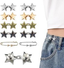 10 Set Pant Waist Tightener Star Buttons Pins for Loose Jeans Reusable Waist...