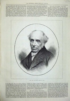 Original alter antiker Druck 1873 Portrait Sir Henry Holland Bart Mann viktorianisch
