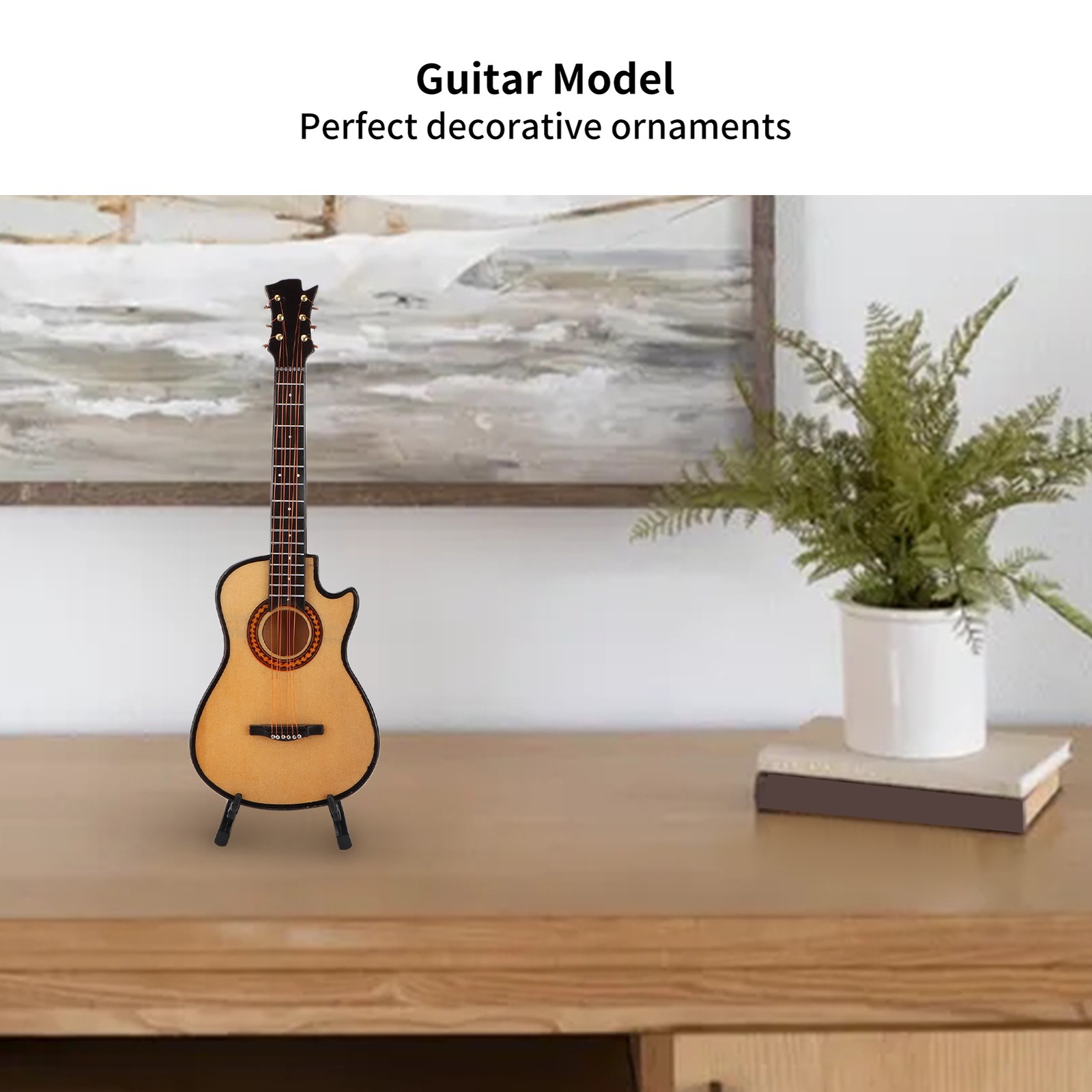 Minature Guitar Model Wooden Mini Musical Instrument Guitar Replica With Stand
