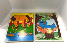 Vintage '80s Playskool Wooden Puzzles Sesame Street Cookie Monster  Horse
