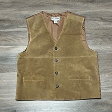 Arizona Jean Co Medium Vest 100 Leather Suede Brown Buttons Western 90s VTG