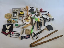 MISC. JUNK DRAWER LOT VINTAGE TO RECENT LIGHTER  NIXON PENNY🔎 PIPE MORE