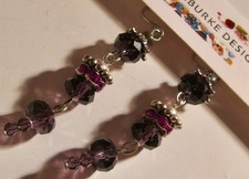 "PURPLE FANTASY PIERCED EARRINGS" MADE IN USA! BUY NOW! HANDCRAFTED 1-OF-A-KIND
