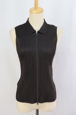 PLEATS PLEASE Brown Zip Front Vest ISSEY MIYAKE 156 9904
