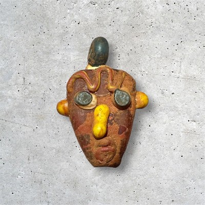 Antiker Stil Phönizischer Mosaik Glas Gesicht Amulett Anhänger (21mmx29mm)