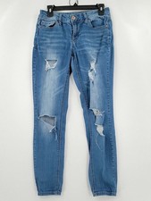 Refuge Jeans Womens Adult Size 4 Blue Denim Skinny Distressed Low Rise