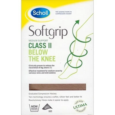 Scholl Softgrip Class II Compression Stockings Below Knee Closed Toe Natural XL - Image 1 of 2