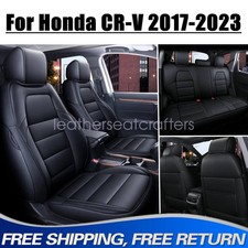 Car Front Rear Pu Leather Seat Covers Protector Black For 2017-2023 Honda Cr-v