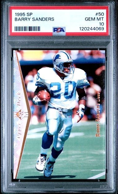 Barry Sanders #50 Football Cards 1995 SP trading card — raw and PSA graded price guide
