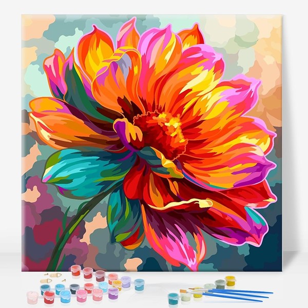 Malen Nach Zahlen Erwachsene, Blume Malen Nach Zahlen Mit Rahmen Pinsel, Diy-image
