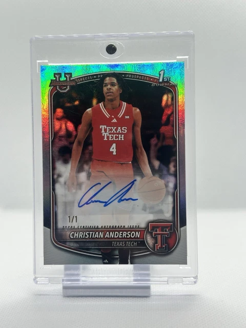 Rare Bowman 1st Christian Anderson Autograph 1/1 Refractor Texas Tech