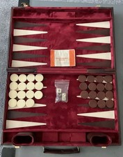 Vintage TRAVEL Attach Style Maroon Velour Deluxe Backgammon Board Game