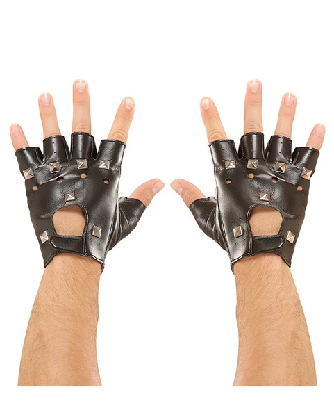 Punkrock & Biker Handschuhe Mit Nieten Als KostüMzubehöR-image