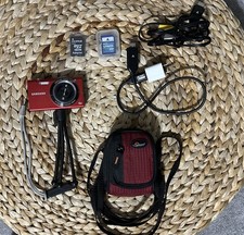 Samsung SH100 14.2MP Digital Camera Red Touchscreen Wi-Fi w/ Battery Charger Bag