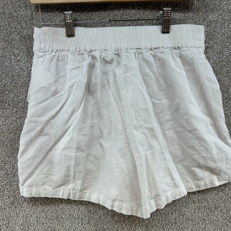 Pantalones cortos para mujer Ellen Tracy de mezcla de lino talla mediana blancos tiro alto cordón Foto 4 de 4