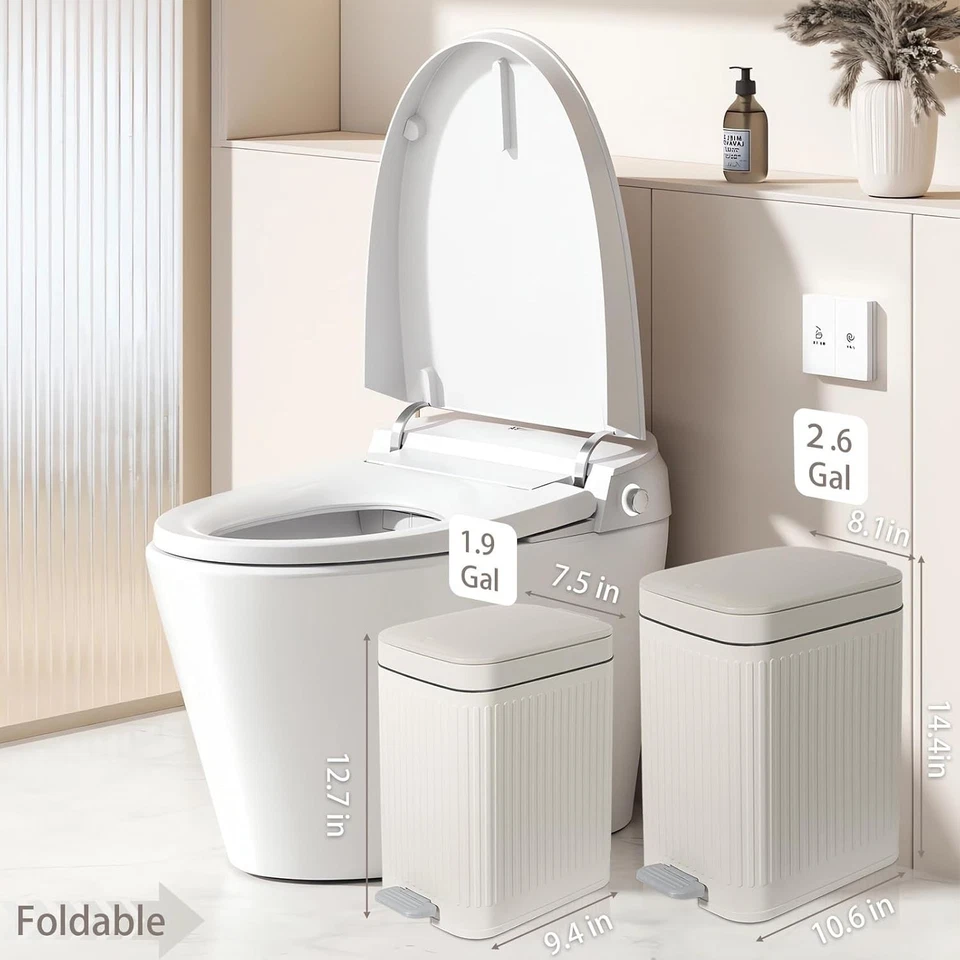 Bathroom Trash Can Slim Garbage Can with Lid 1.9 Gallon Soft Close Odor Control - Image 4 of 4