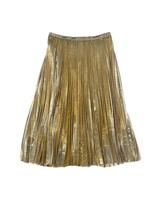 Banana Republic Gold Pleated Midi Skirt Small NWT Shiny Flowy