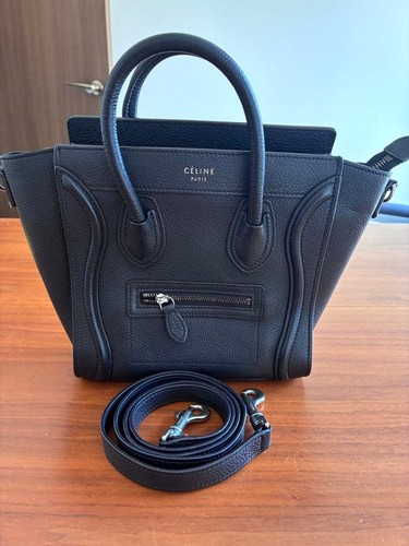 Celine Luggage Nano Black Silver Hardware