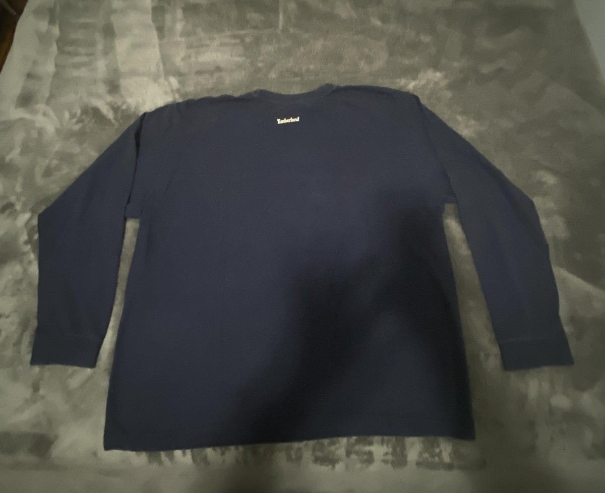 Timberland Shirt Mens XL Blue Wordmark Tree Logo Graphic Long Sleeve Tee Outdoor View 4