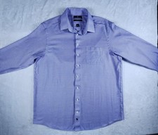 Hart Schaffner Marx Shirt Mens 17.5 35 Purple Blue Non Iron Pima Cotton Dress