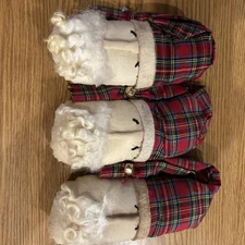 Lot Of  3 Handcrafted Primitive Style Santa Ornaments Approximately 7.5”