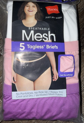 Just My Size Hanes Womens Brief Underwear Panties 5-Pair Polyester Mesh (A) ~ 5X