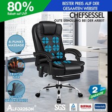 ALFORDSON Massage-Bürostuhl Beheizter Chef-Computersitz Schwarz