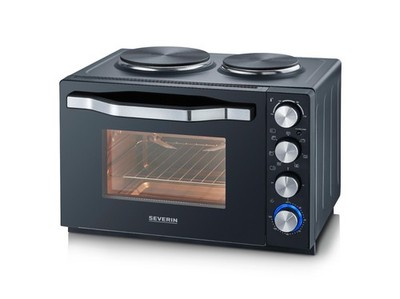 SEVERIN Kleinküche TO 2074 30L Mini Backofen Kochplatte 2 Kochplatten Timer