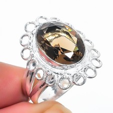 Smoky Quartz Gemstone Handmade 925 Sterling Silver All Size Ring For Gift